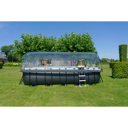 EXIT Black Leather swimming pool 540x250x122cm with sand filter pump and cover - black