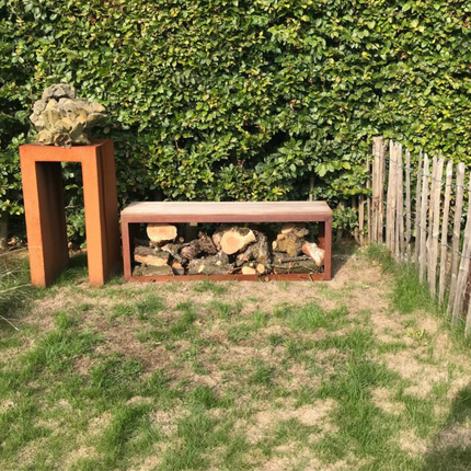 Egura® - Cortenstaal Houtopslag Zitbank - Doika - Houtopslag - Geroba - EguraHC1