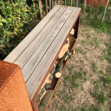 Egura® - Cortenstaal Houtopslag Zitbank - Doika - Houtopslag - Geroba - EguraHC1