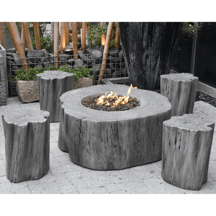 Elementi Set Manchester ronde vuurtafel 105x100x43 cm rood hout - Doika BV - Vuurtafel - Elementi - 4260107318491 - OFG145RW +4x ONE01-103R