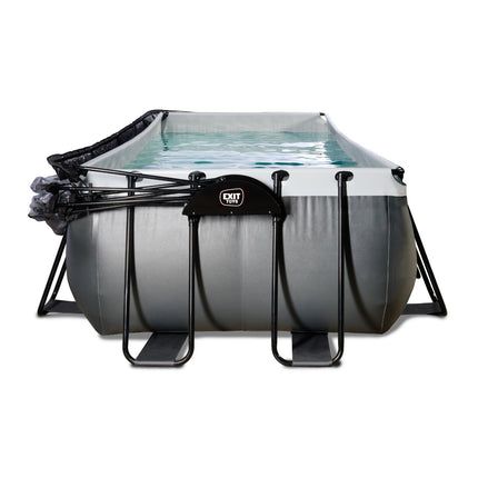 EXIT Black Leather zwembad 400x200x100cm met zandfilterpomp en overkapping en warmtepomp - zwart - Doika BV - Rechthoekige zwembaden - EXIT Toys - 8720289693817 - 30.57.42.20