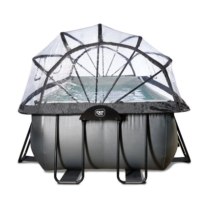 EXIT Black Leather zwembad 400x200x100cm met zandfilterpomp en overkapping en warmtepomp - zwart - Doika BV - Rechthoekige zwembaden - EXIT Toys - 8720289693817 - 30.57.42.20