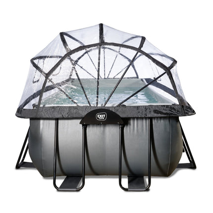 EXIT Black Leather zwembad 400x200x100cm met zandfilterpomp en overkapping - zwart - Doika BV - Rechthoekige zwembaden - EXIT Toys - 8720289693794 - 30.37.42.20