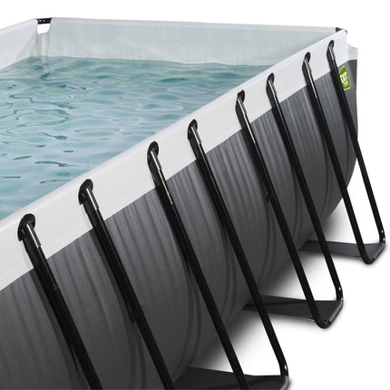 EXIT Black Leather zwembad 400x200x100cm met zandfilterpomp en overkapping - zwart - Doika BV - Rechthoekige zwembaden - EXIT Toys - 8720289693794 - 30.37.42.20