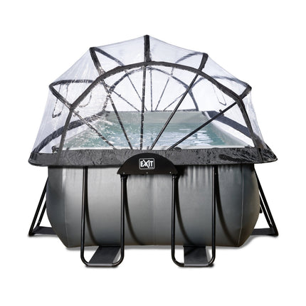 EXIT Black Leather zwembad 400x200x122cm met zandfilterpomp en overkapping - zwart - Doika BV - Rechthoekige zwembaden - EXIT Toys - 8720088268186 - 30.47.42.20
