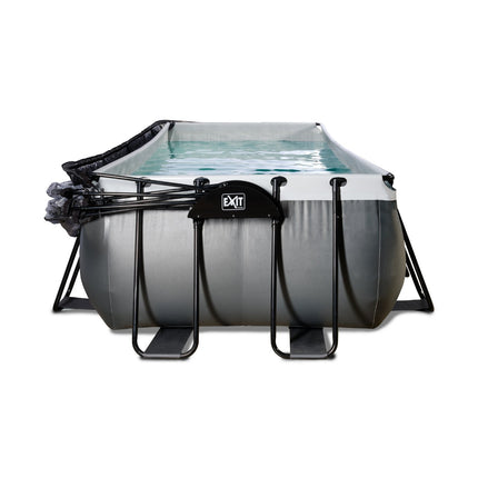 EXIT Black Leather zwembad 400x200x122cm met zandfilterpomp en overkapping - zwart - Doika BV - Rechthoekige zwembaden - EXIT Toys - 8720088268186 - 30.47.42.20
