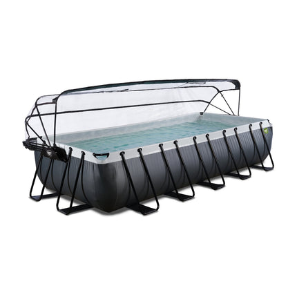 EXIT Black Leather zwembad 540x250x100cm met zandfilterpomp en overkapping - zwart - Doika BV - Rechthoekige zwembaden - EXIT Toys - 8720289693800 - 30.37.53.20