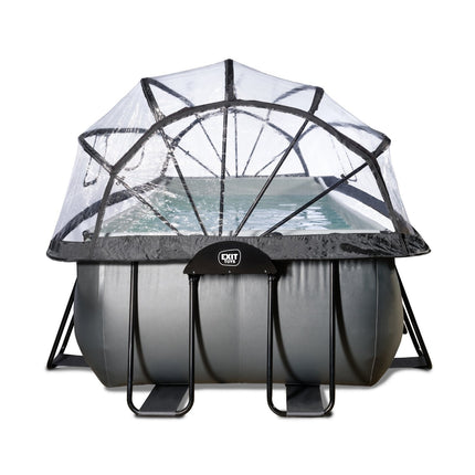 EXIT Black Leather zwembad 540x250x100cm met zandfilterpomp en overkapping - zwart - Doika BV - Rechthoekige zwembaden - EXIT Toys - 8720289693800 - 30.37.53.20