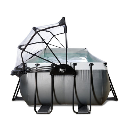 EXIT Black Leather zwembad 540x250x100cm met zandfilterpomp en overkapping - zwart - Doika BV - Rechthoekige zwembaden - EXIT Toys - 8720289693800 - 30.37.53.20
