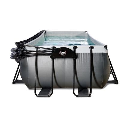 EXIT Black Leather zwembad 540x250x100cm met zandfilterpomp en overkapping - zwart - Doika BV - Rechthoekige zwembaden - EXIT Toys - 8720289693800 - 30.37.53.20