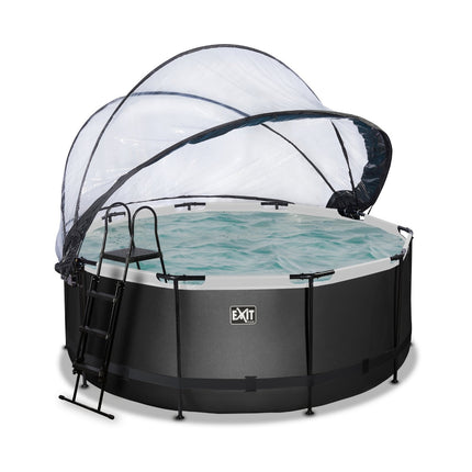 EXIT Black Leather zwembad ø360x122cm met zandfilterpomp en overkapping - zwart - Doika BV - Ronde zwembaden - EXIT Toys - 8720088267936 - 30.47.12.20