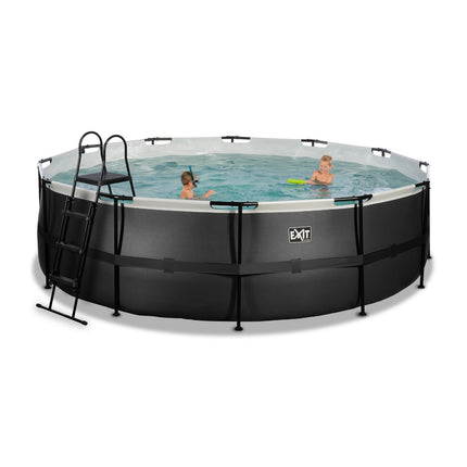 EXIT Black Leather zwembad ø488x122cm met filterpomp - zwart - Doika BV - Ronde zwembaden - EXIT Toys - 8720088267820 - 30.22.16.20