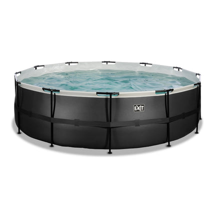 EXIT Black Leather zwembad ø488x122cm met filterpomp - zwart - Doika BV - Ronde zwembaden - EXIT Toys - 8720088267820 - 30.22.16.20
