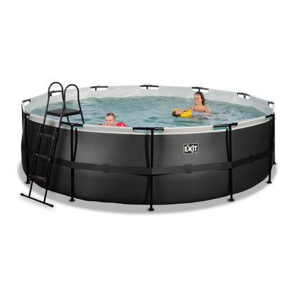 EXIT Black Leather zwembad ø488x122cm met filterpomp - zwart - Doika BV - Ronde zwembaden - EXIT Toys - 8720088267820 - 30.22.16.20
