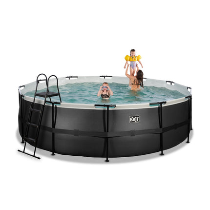 EXIT Black Leather zwembad ø488x122cm met zandfilterpomp - zwart - Doika BV - Ronde zwembaden - EXIT Toys - 8720088267851 - 30.27.16.20
