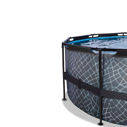 EXIT Stone zwembad ø450x122cm met zandfilterpomp en overkapping en warmtepomp - grijs - Doika BV - Ronde zwembaden - EXIT Toys - 8720088263273 - 30.67.15.00
