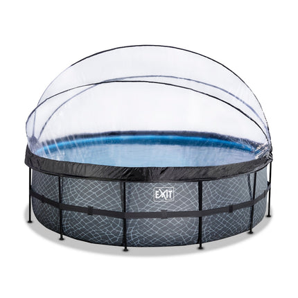 EXIT Stone zwembad ø488x122cm met zandfilterpomp en overkapping en warmtepomp - grijs - Doika BV - Ronde zwembaden - EXIT Toys - 8720088269541 - 30.67.16.00