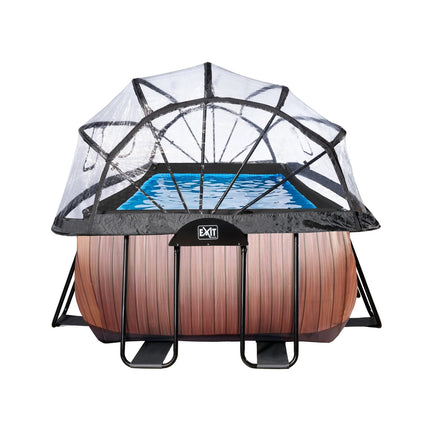 EXIT Wood zwembad 400x200x100cm met zandfilterpomp en overkapping en warmtepomp - bruin - Doika BV - Rechthoekige zwembaden - EXIT Toys - 8720088263228 - 30.57.42.10