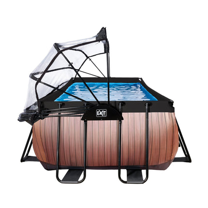 EXIT Wood zwembad 400x200x100cm met zandfilterpomp en overkapping en warmtepomp - bruin - Doika BV - Rechthoekige zwembaden - EXIT Toys - 8720088263228 - 30.57.42.10