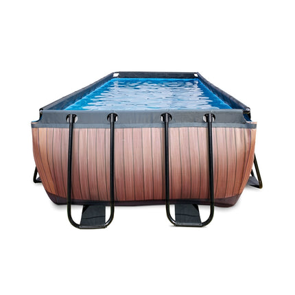 EXIT Wood zwembad 400x200x122cm met zandfilterpomp - bruin - Doika BV - Rechthoekige zwembaden - EXIT Toys - 8720088267905 - 30.27.42.10