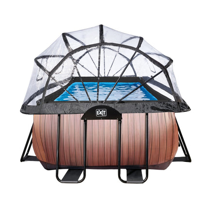 EXIT Wood zwembad 400x200x122cm met zandfilterpomp en overkapping en warmtepomp - bruin - Doika BV - Rechthoekige zwembaden - EXIT Toys - 8720088269589 - 30.67.42.10