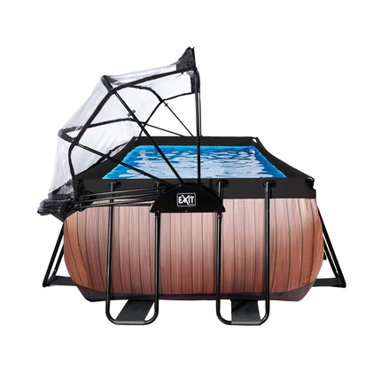 EXIT Wood zwembad 400x200x122cm met zandfilterpomp en overkapping en warmtepomp - bruin - Doika BV - Rechthoekige zwembaden - EXIT Toys - 8720088269589 - 30.67.42.10