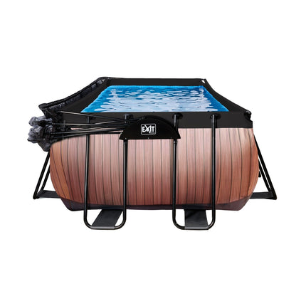 EXIT Wood zwembad 400x200x122cm met zandfilterpomp en overkapping en warmtepomp - bruin - Doika BV - Rechthoekige zwembaden - EXIT Toys - 8720088269589 - 30.67.42.10