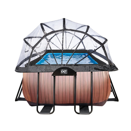 EXIT Wood zwembad 540x250x100cm met zandfilterpomp en overkapping en warmtepomp - bruin - Doika BV - Rechthoekige zwembaden - EXIT Toys - 8720088263242 - 30.57.53.10