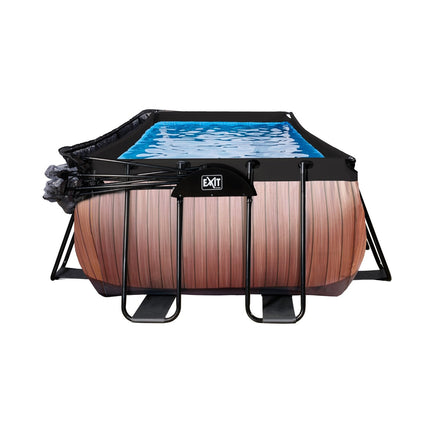 EXIT Wood zwembad 540x250x100cm met zandfilterpomp en overkapping en warmtepomp - bruin - Doika BV - Rechthoekige zwembaden - EXIT Toys - 8720088263242 - 30.57.53.10