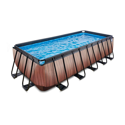 EXIT Wood zwembad 540x250x122cm met filterpomp - bruin - Doika BV - Rechthoekige zwembaden - EXIT Toys - 8720088262160 - 30.22.53.10