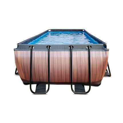 EXIT Wood zwembad 540x250x122cm met filterpomp - bruin - Doika BV - Rechthoekige zwembaden - EXIT Toys - 8720088262160 - 30.22.53.10