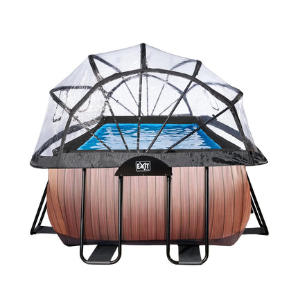 EXIT Wood zwembad 540x250x122cm met zandfilterpomp en overkapping - bruin - Doika BV - Rechthoekige zwembaden - EXIT Toys - 8720088262221 - 30.47.53.10