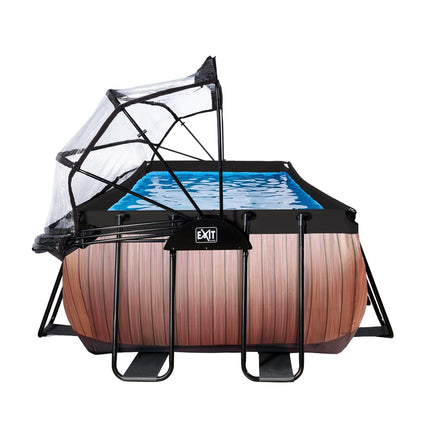 EXIT Wood zwembad 540x250x122cm met zandfilterpomp en overkapping - bruin - Doika BV - Rechthoekige zwembaden - EXIT Toys - 8720088262221 - 30.47.53.10