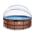 EXIT Wood zwembad ø450x122cm met zandfilterpomp en overkapping - bruin - Doika BV - Ronde zwembaden - EXIT Toys - 8720088262108 - 30.47.15.10