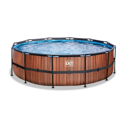 EXIT Wood zwembad ø488x122cm met zandfilterpomp - bruin - Doika BV - Ronde zwembaden - EXIT Toys - 8720088267844 - 30.27.16.10