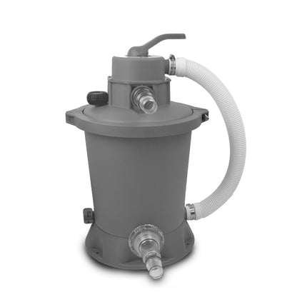 EXIT Wood zwembad ø488x122cm met zandfilterpomp en overkapping en warmtepomp - bruin - Doika BV - Ronde zwembaden - EXIT Toys - 8720088269558 - 30.67.16.10