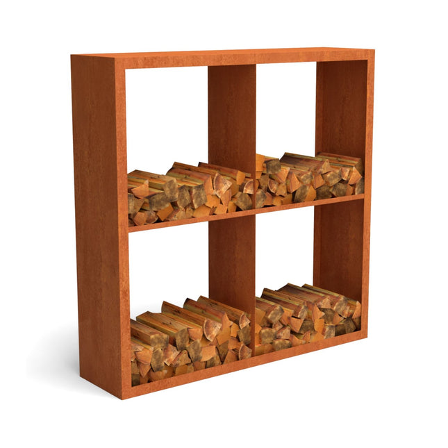 Geroba houtopslag Egura Cortenstaal 150x38,5x150cm met 4 vakken - Doika BV - Houtopslag - Geroba - EguraDC41