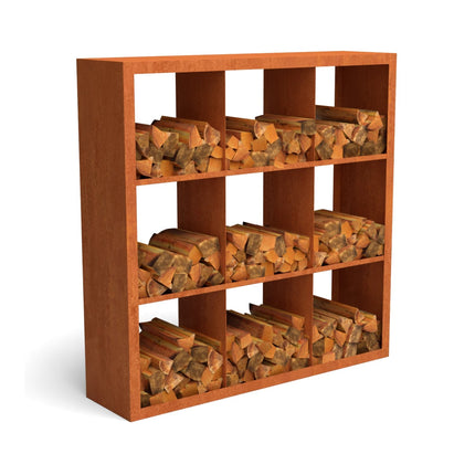 Geroba houtopslag Egura Cortenstaal 150x38,5x150cm met 9 vakken - Doika BV - Houtopslag - Geroba - EguraDC43