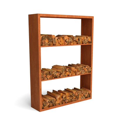 Geroba houtopslag Egura Cortenstaal 150x38,5x200cm met 3 vakken - Doika BV - Houtopslag - Geroba - EguraDC61