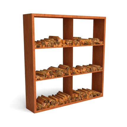 Geroba houtopslag Egura Cortenstaal 150x38,5x200cm met 6 vakken - Doika BV - Houtopslag - Geroba - EguraDC62