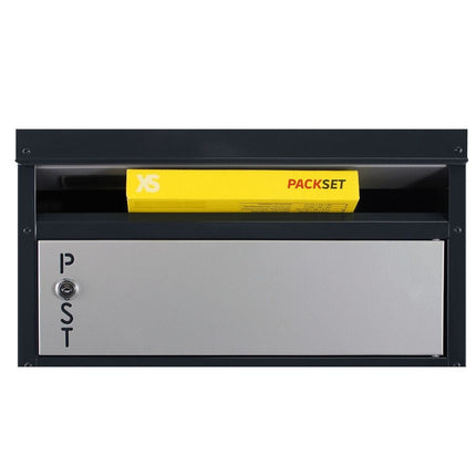 Safepost pakketbrievenbus 65 Tiamat met plat dak zwart/wit RAL 9005/9010 - Doika BV - Pakketbrievenbus - Safepost - 7330589003110 - 900311