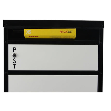 Safepost pakketbrievenbus 65 Tiamat met plat dak zwart/wit RAL 9005/9010 - Doika BV - Pakketbrievenbus - Safepost - 7330589003110 - 900311