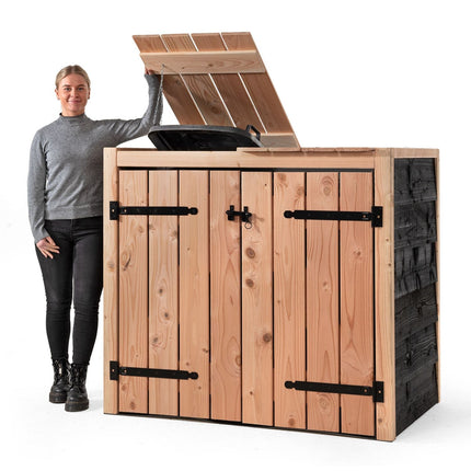 Volente Kliko Ombouw 2x 240 liter 134x88x119cm Douglas Hout Zwart - Doika BV - Ombouw Kliko - Volente - 8720569173343 - 8720569173343